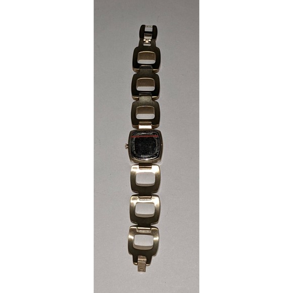 WOMEN'S FOSSIL QUARTZ WRIST WATCH DARK FAUX WOOD ACCENTS GOLD TONE TONED RARE - Picture 7 of 12
